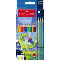 Faber-Castell Grip Dinoszaurusz 10+3 db háromszögletű színesceruza készlet