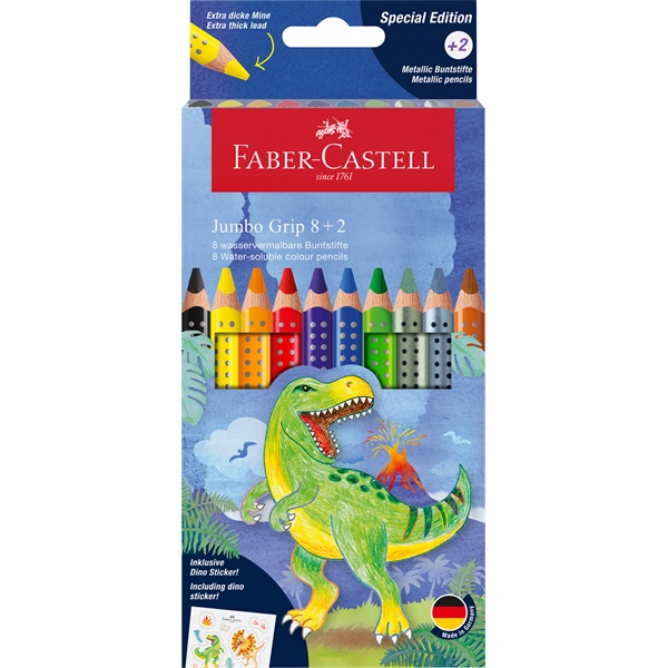Faber-Castell Grip Jumbo Dinoszaurusz  8+2 db háromszögletű színes ceruza készlet