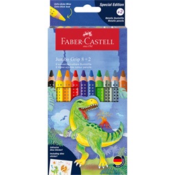 Faber-Castell Grip Jumbo Dinoszaurusz  8+2 db háromszögletű színes ceruza készlet