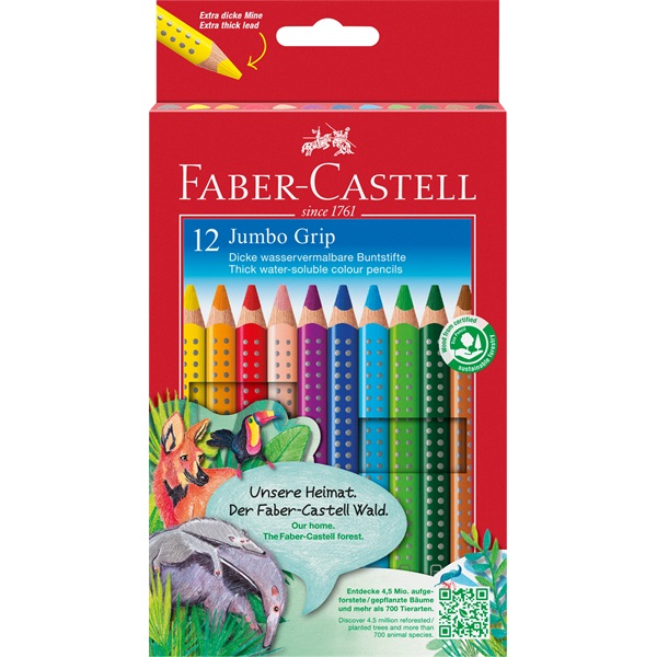 Faber-Castell Grip Jumbo háromszögletű 12 db színes ceruza készlet