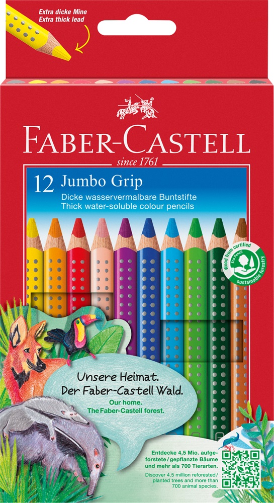 Faber-Castell Grip Jumbo háromszögletű 12 db színes ceruza készlet