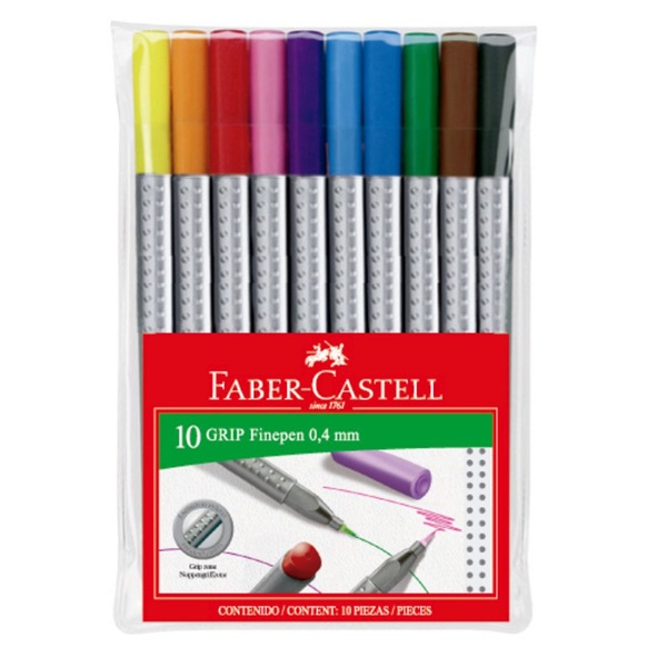 Faber-Castell Grip 0,4 mm 10 db színes tűfilc készlet