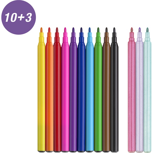 Faber-Castell Unikornis 10+3 db filctoll készlet, glitteres matricával