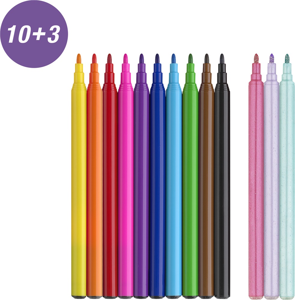 Faber-Castell Unikornis 10+3 db filctoll készlet, glitteres matricával