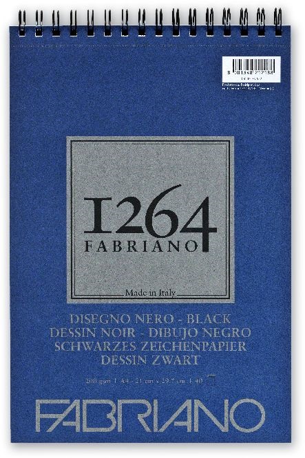 Fabriano 1264 200g A4 40lapos spirálkötött fekete rajztömb