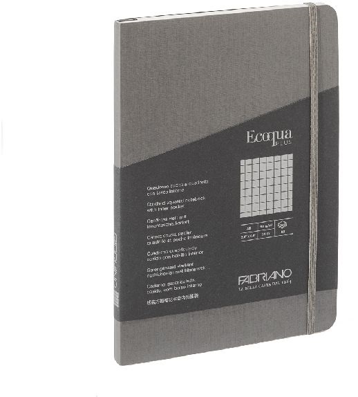 Fabriano Ecoqua Plus A5 80 lapos antracit kockás notesz