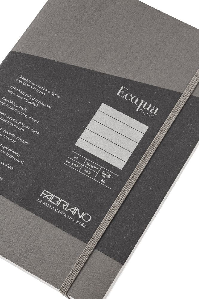 Fabriano Ecoqua Plus A5 80 lapos antracit vonalas notesz
