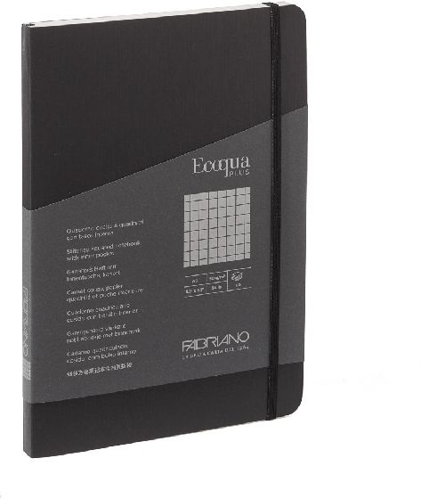 Fabriano Ecoqua Plus A5 80 lapos fekete kockás notesz
