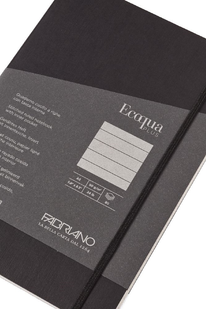 Fabriano Ecoqua Plus A5 80 lapos fekete vonalas notesz