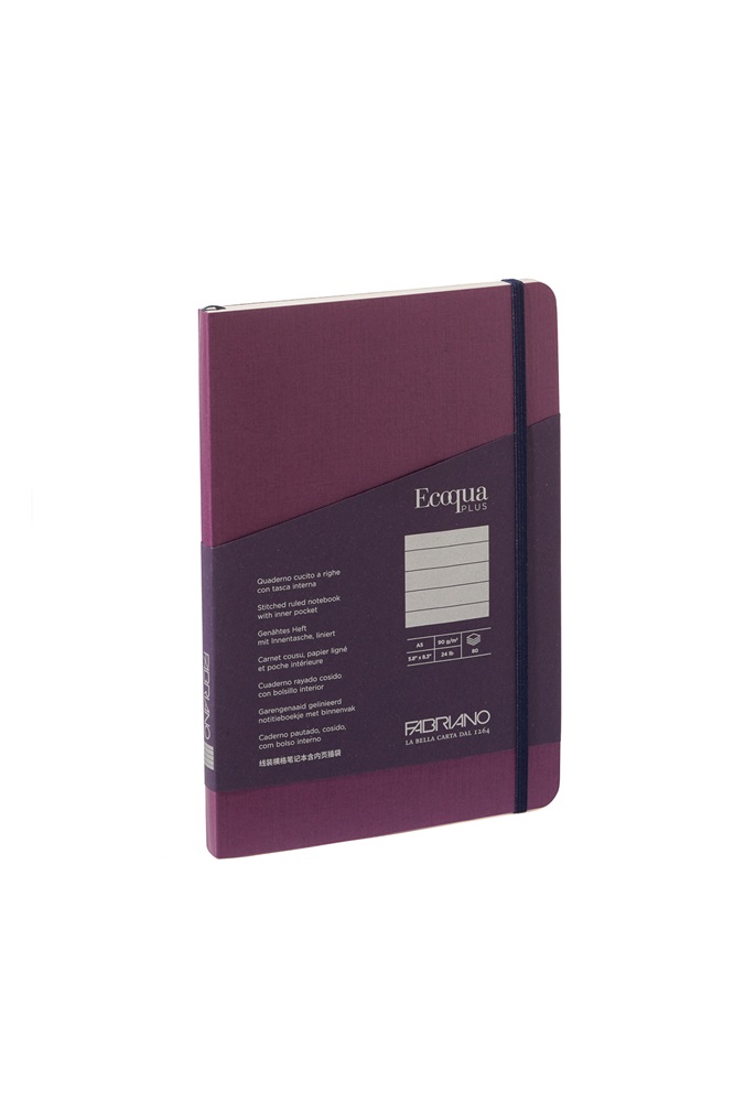 Fabriano Ecoqua Plus A5 80 lapos lila vonalas notesz