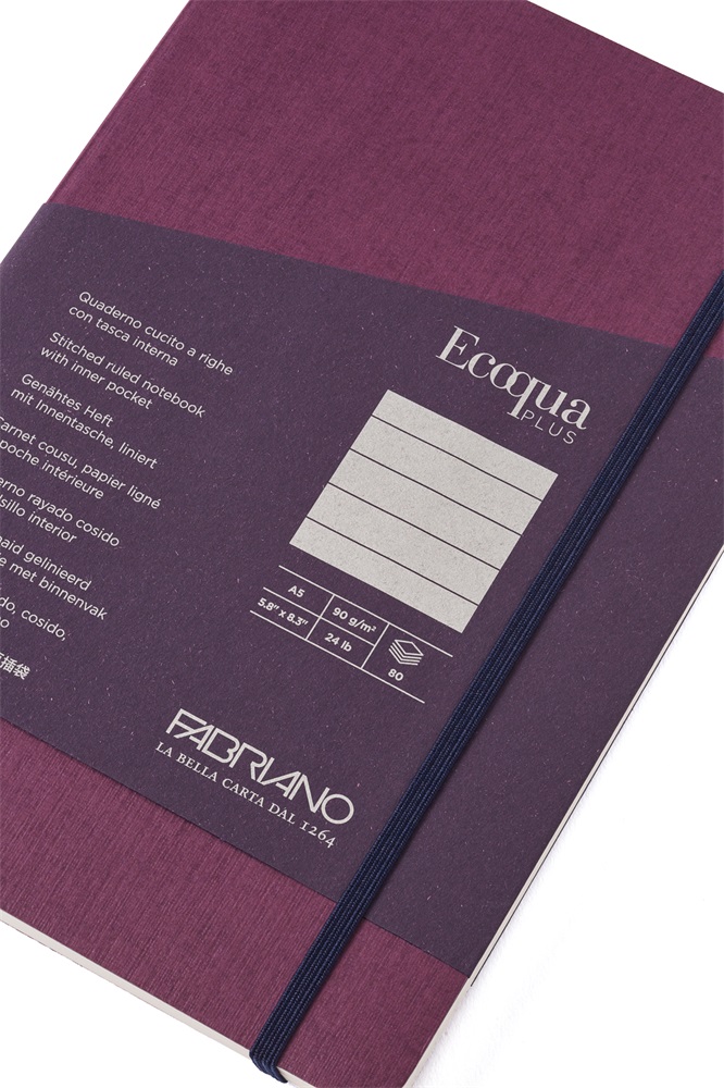 Fabriano Ecoqua Plus A5 80 lapos lila vonalas notesz