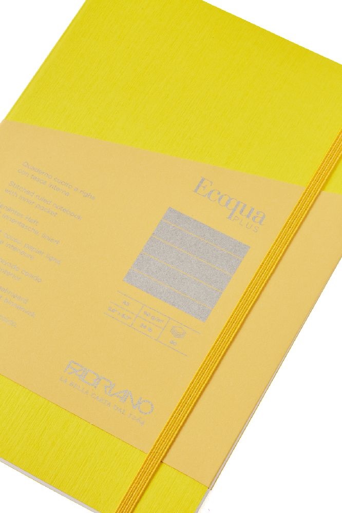 Fabriano Ecoqua Plus A5 80 lapos sárga vonalas notesz