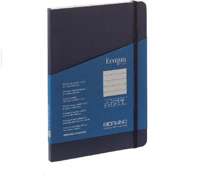 Fabriano Ecoqua Plus A5 80 lapos sötétkék vonalas notesz