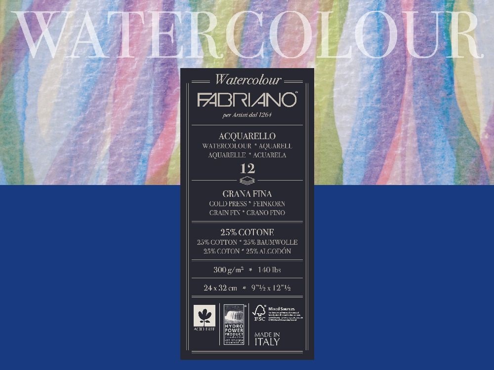 Fabriano Watercolour 300g 24x32cm 12lapos akvarell tömb