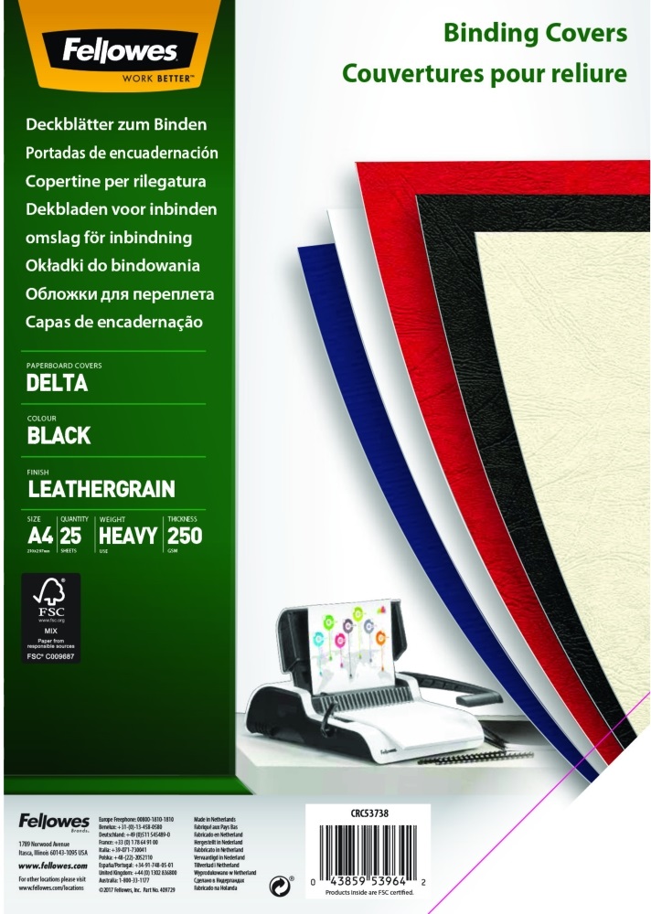 Fellowes 25db-os fekete hátlap