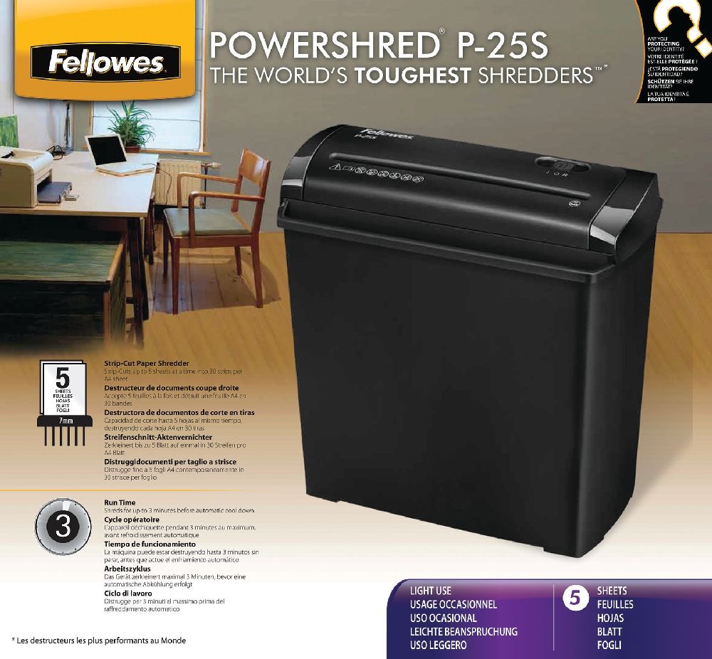 Fellowes 4701001 Powershred P-25 csík 5 lap iratmegsemmisítő