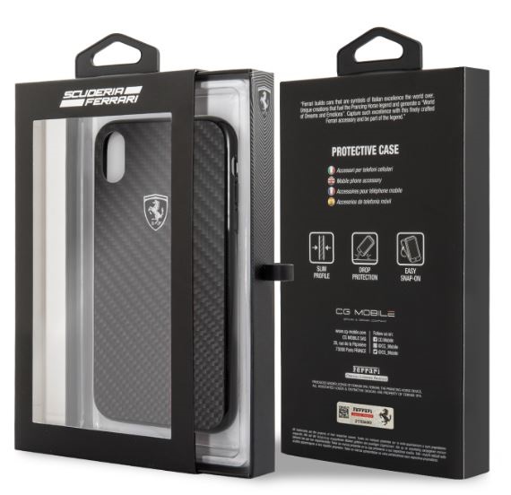 Ferrari Heritage iPhone XR fekete kemény/valódi karbon tok
