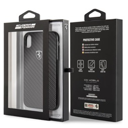Ferrari Heritage iPhone XR fekete kemény/valódi karbon tok