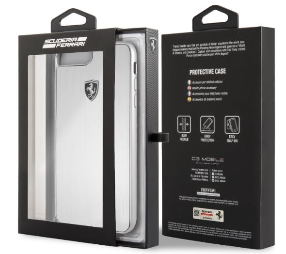 Ferrari Heritage iPhone 7 Plus ezüst kemény aluminium tok