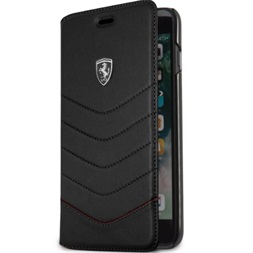 Ferrari Heritage iPhone 7 Plus fekete tűzdelt/kinyitható bőr tok