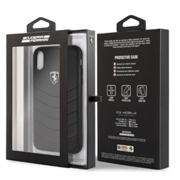 Ferrari Heritage iPhone XR fekete tűzdelt/kemény bőr tok