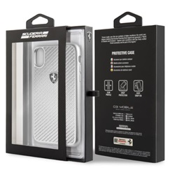 Ferrari Heritage iPhone X/XS ezüst kemény/valódi karbon tok