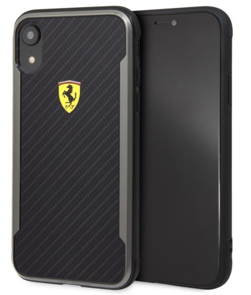 Ferrari SF Racing Shield iPhone XR fekete karbon hatású hátlap