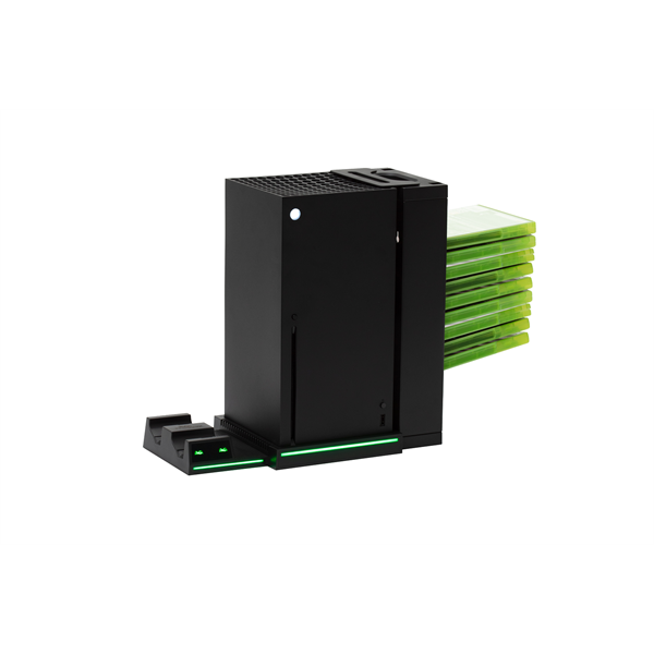 FroggieX FX-XS-C1-B Xbox Series X | S fekete konzol hűtő + dual töltőállomás + lemez tartó