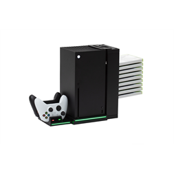 FroggieX FX-XS-C1-B Xbox Series X | S fekete konzol hűtő + dual töltőállomás + lemez tartó