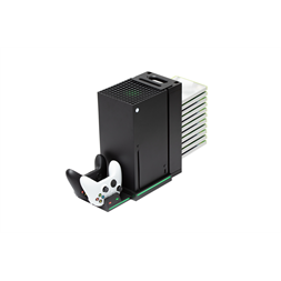 FroggieX FX-XS-C1-B Xbox Series X | S fekete konzol hűtő + dual töltőállomás + lemez tartó