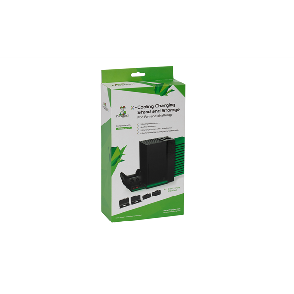 FroggieX FX-XS-C1-B Xbox Series X | S fekete konzol hűtő + dual töltőállomás + lemez tartó