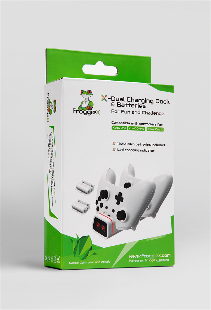 FroggieX FX-XB-C2-W Dual Charging Dock & Batteries Xbox One fehér töltőállomás + 2db akkumulátor