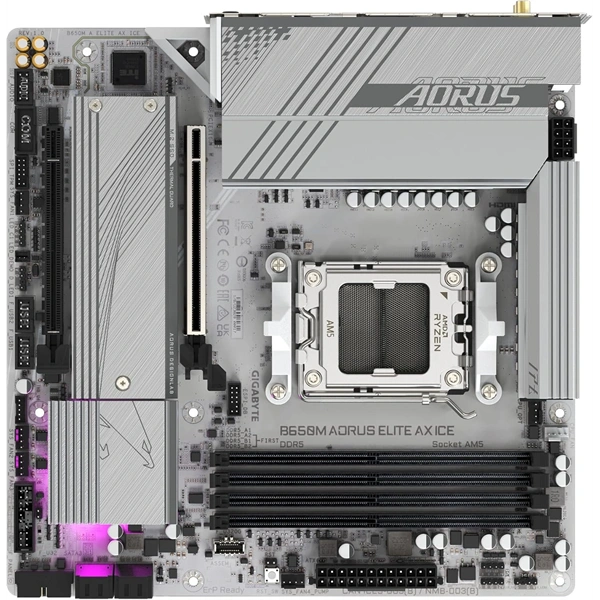 GIGABYTE Alaplap AM5 B650M AORUS ELITE AX ICE AMD B650, mATX