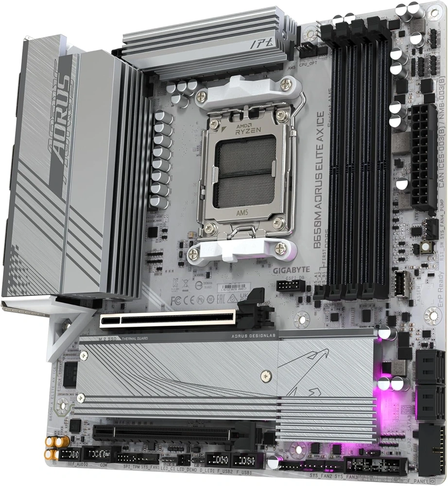 GIGABYTE Alaplap AM5 B650M AORUS ELITE AX ICE AMD B650, mATX