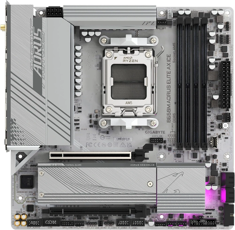 GIGABYTE Alaplap AM5 B650M AORUS ELITE AX ICE AMD B650, mATX