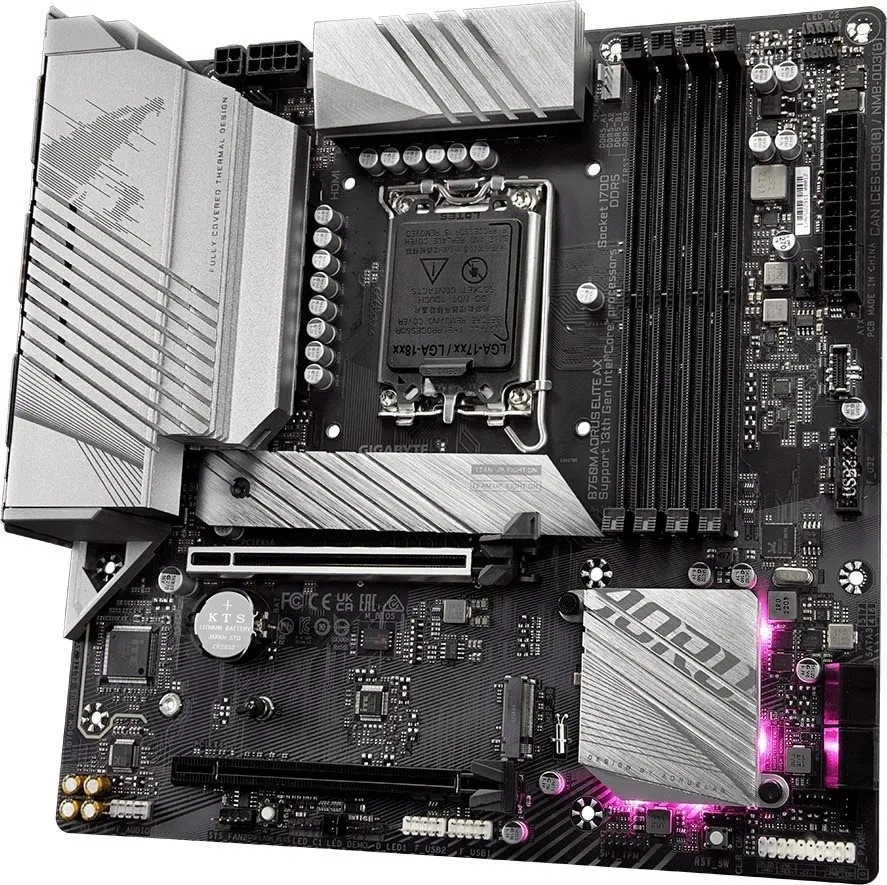 GIGABYTE Alaplap S1700 B760M AORUS ELITE AX INTEL B760, mATX