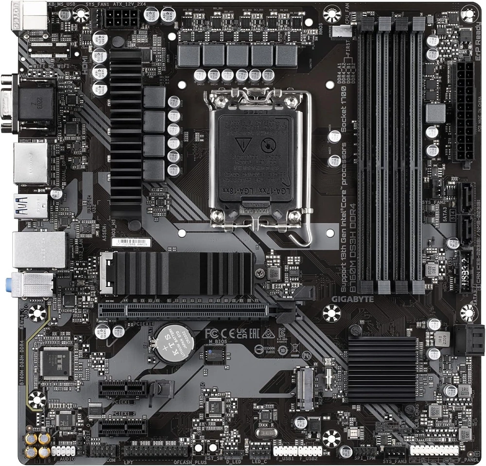 GIGABYTE Alaplap S1700 B760M DS3H INTEL B760, mATX