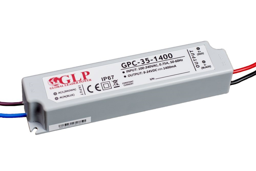 GLP GPCP-35-1400 33.6W 12~24V 1400mA IP67 LED tápegység