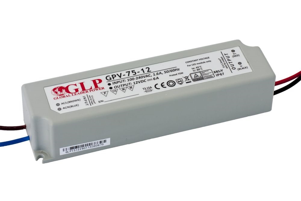 GLP GPV-75-12 72W 12V 6A IP67 LED tápegység