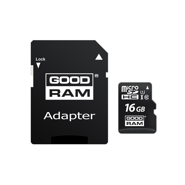 GOODRAM 16GB SD micro (SDHC Class 10 UHS-I) (M1AA-0160R12) memóriakártya adapterrel