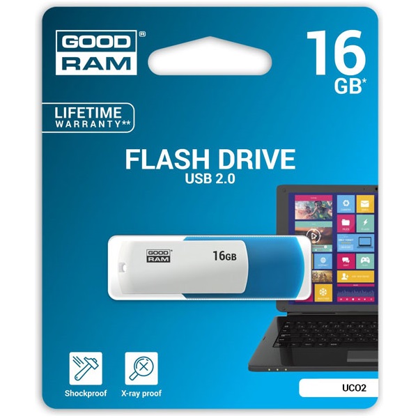 GOODRAM 16GB USB2.0 UCO2 Kék-fehér (UCO2-0160MXR11) Flash Drive