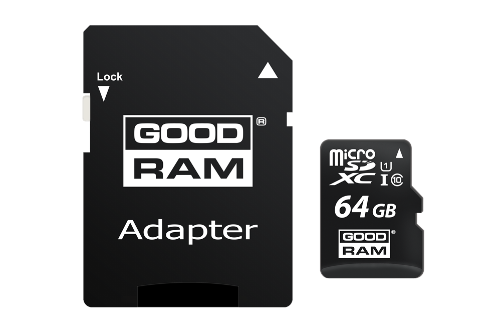GOODRAM 64GB SD micro (SDXC Class 10 UHS-I) (M1AA-0640R12) memóriakártya adapterrel