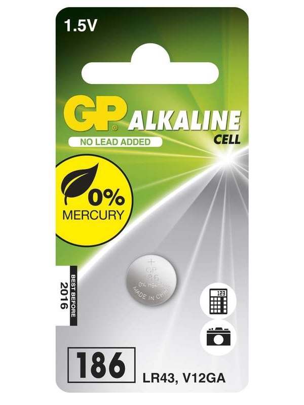 GP LR43 (V12GA) fotó és kalkulátor elem 1db/bliszter