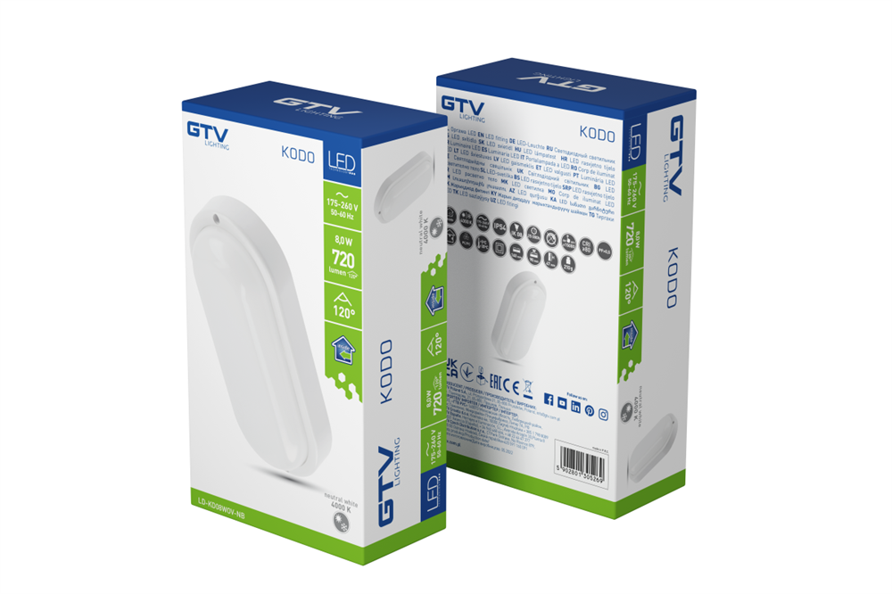 GTV-LD-KD08WOV-NB 8W 720lm 4000K IP54 fehér hajólámpa