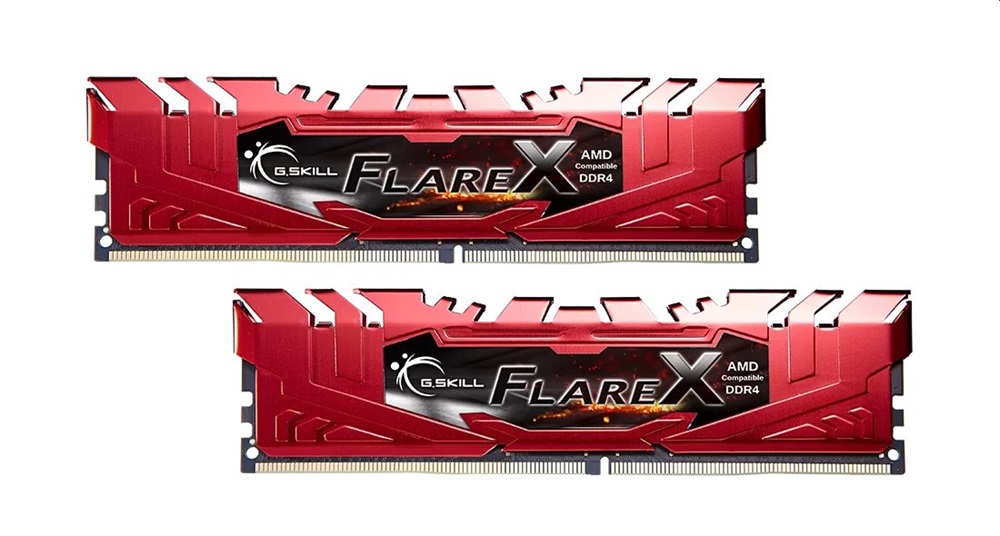 G.Skill 16GB 2400MHz DDR-4 Flare X AMD Red (Kit! 2db 8GB) (F4-2400C15D-16GFXR) memória