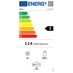 Gaba GH-331W 331 L fehér, egyajtós, Hűtő:331L, hűtőszekrény (Újszerű)