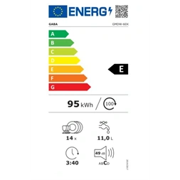 Gaba GMDW-60X  ezüst, programok száma: 5, szabadonálló, 14 terítékes mosogatógép 
