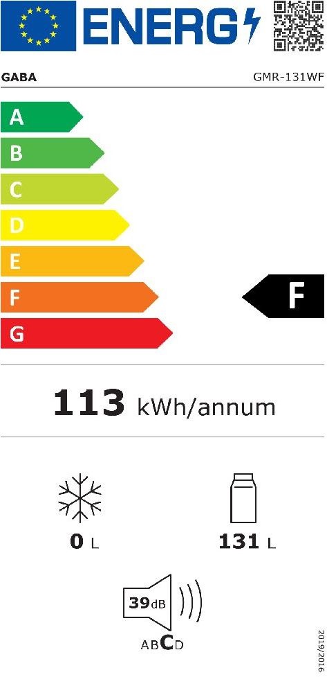 Gaba GMR-131WF 131 L fehér, egyajtós, Hűtő:131L, hűtőszekrény
