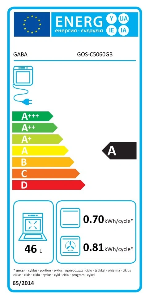 Gaba GOS-C5060GB szürke-fekete, szabadonálló, gáz, kombinált, főzőzóna: 4, sütő:46L, tűzhely