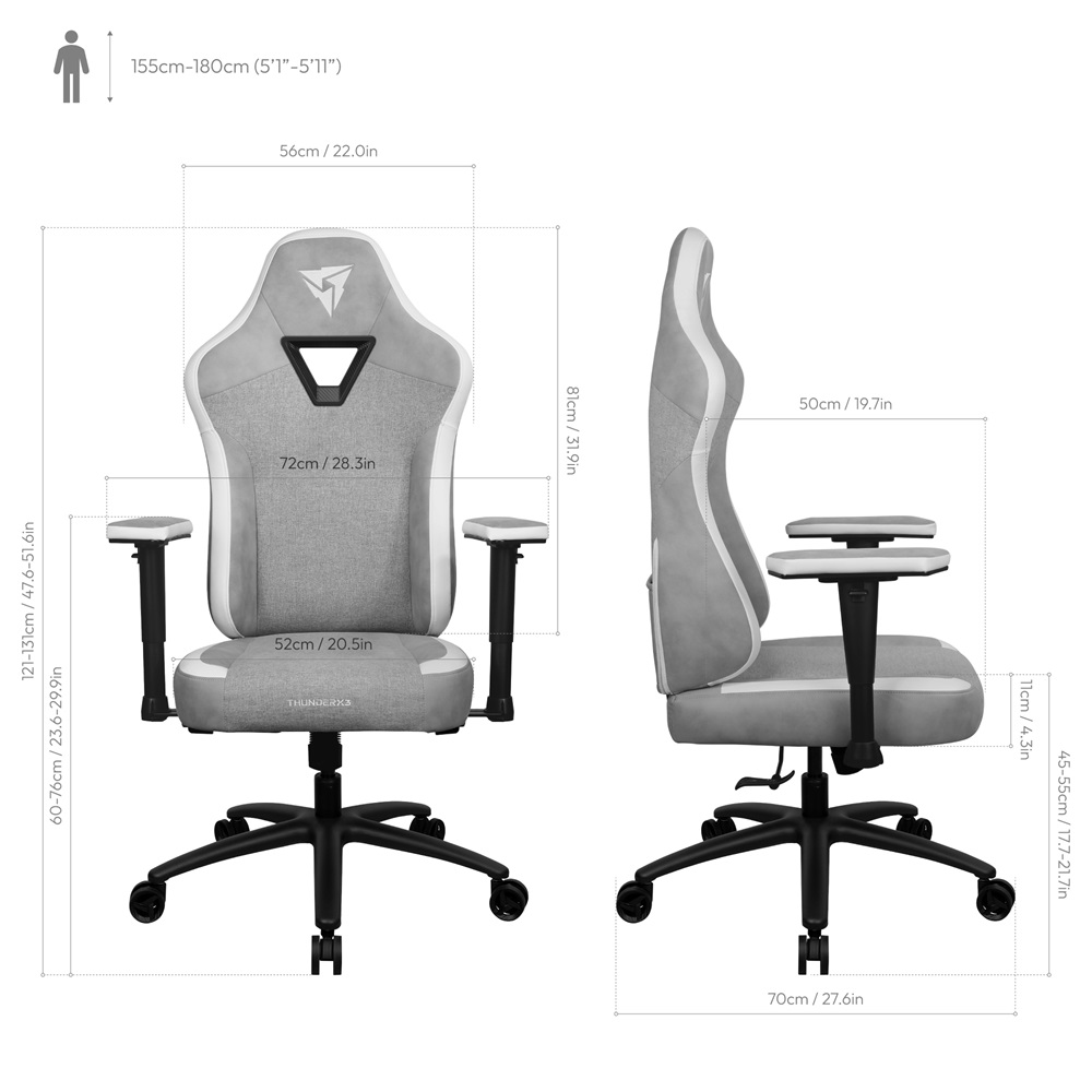 Gamer szék ThunderX3 EAZE - Loft szürke